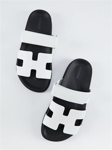 hermes sandals black and white